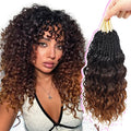 Gowit Pre Looped Deep Wave Crochet Hair 12 Inch 7 Packs Short Curly Black to Brown Pre Twisted Ocean Wave Deep Twist Crochet Braids Synthetic Braiding Hair for Black Women