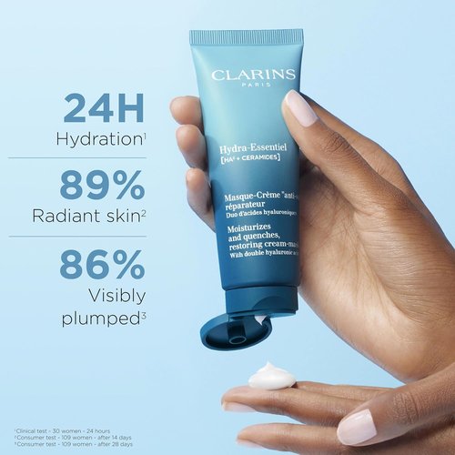 Clarins Hydra-Essentiel Face Mask - Hydrating Formula for Plumper Skin | 24H Moisture + Radiance | 2.5 Oz
