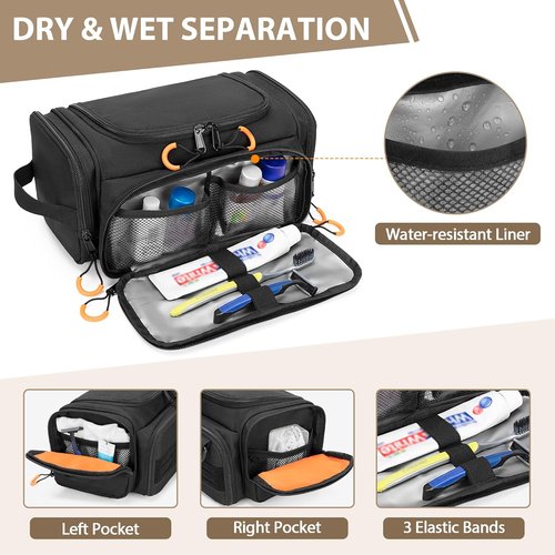 Skiennix Tactical Toiletry Bag - Hanging Travel Dopp Kit Organizer for Men | Black, Perfect for Shaving & Shower Essentials