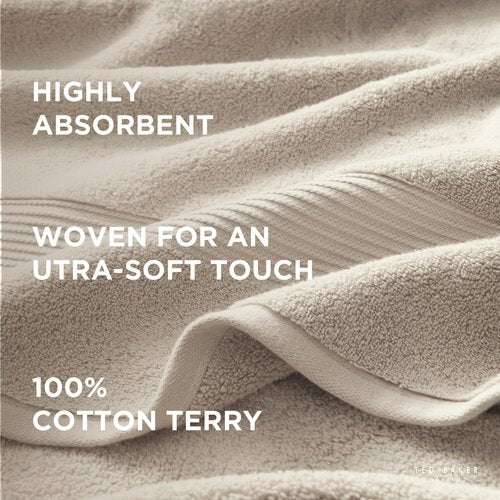 Ted Baker 4-Pack Washcloth Set - 100% Cotton - Soft, Highly Absorbent - 13" x 13", Tan Beige