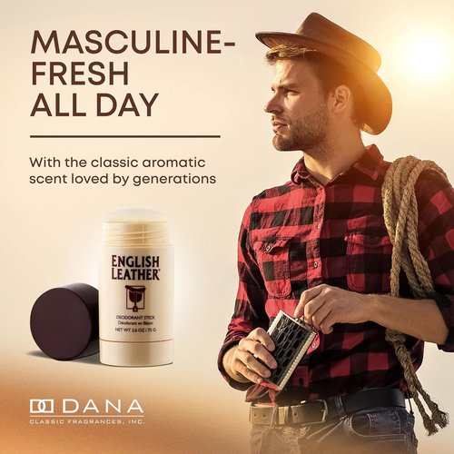 English Leather Deodorant for Men - Classic Citrus & Woody Scent, Long-Lasting Freshness (2.6 Oz / 75 g)
