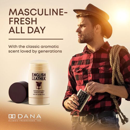 English Leather Deodorant for Men - Classic & Masculine with Long Lasting Citrus, Aromatic & Woody Scent (2.6 Oz / 75 g)