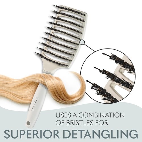 SEACRET Pro Styling Hair Brush - Ergonomic Detangling Boar Bristle Paddle for All Hair Types
