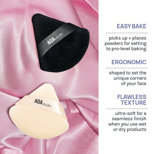 AOA Studio Velvet Puffs | Makeup Blender Sponge Set of 6 for Flawless Foundation Application - Black/Peach