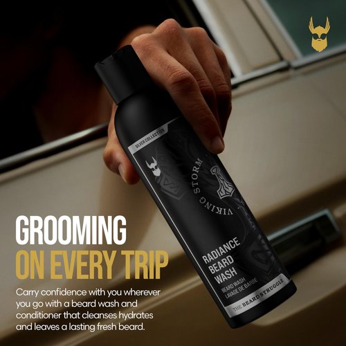 The Beard Struggle - Radiance Beard Wash & Conditioner Bundle - Silver Collection - Pack of 2, Viking Storm - Nourish, Cleanse, Softens, & Strengthens Beard - Beard Wash and Conditioner for Men