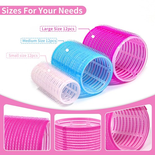 Skiennix Hair Rollers Set - 50PCS Volume Curlers with 12 Clips & 2 Combs | Ideal for Short to Long Hair