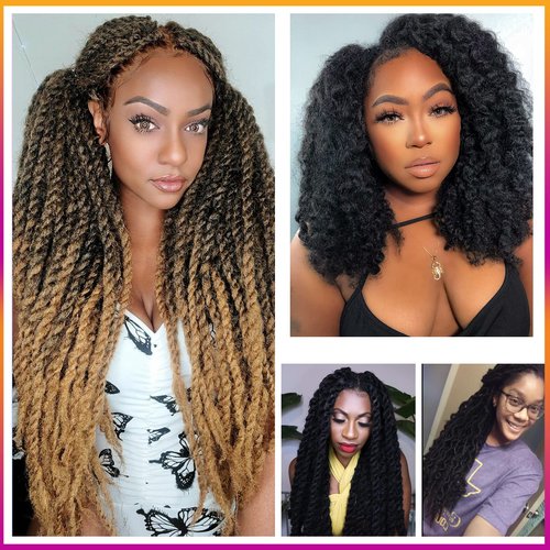 ToyoTress MarleyTwist Braiding Hair - 24 Inch 6 Packs Natural Black Long Marley Hair For Faux Locs, Afro Kinky Curly Marley Crochet Braids Synthetic Braiding Hair Extensions (24 Inch, 1B-6P)