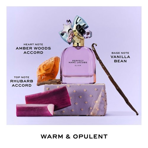 Marc Jacobs Perfect Elixir Eau de Parfum - Ambery Floral Women's Fragrance with Rhubarb, Amber Woods & Vanilla - Vegan Formula