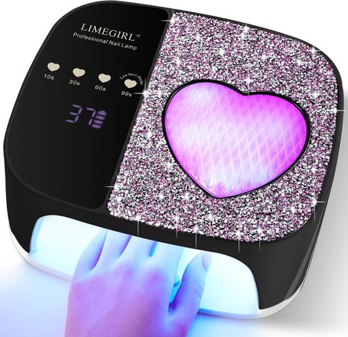 LIMEGIRL UV LED Nail Lamp Kit - Professional Fast Curing Black Dryer with 4 Timer Settings | Cordless Rechargeable Nail Art Machine for Home & Salon