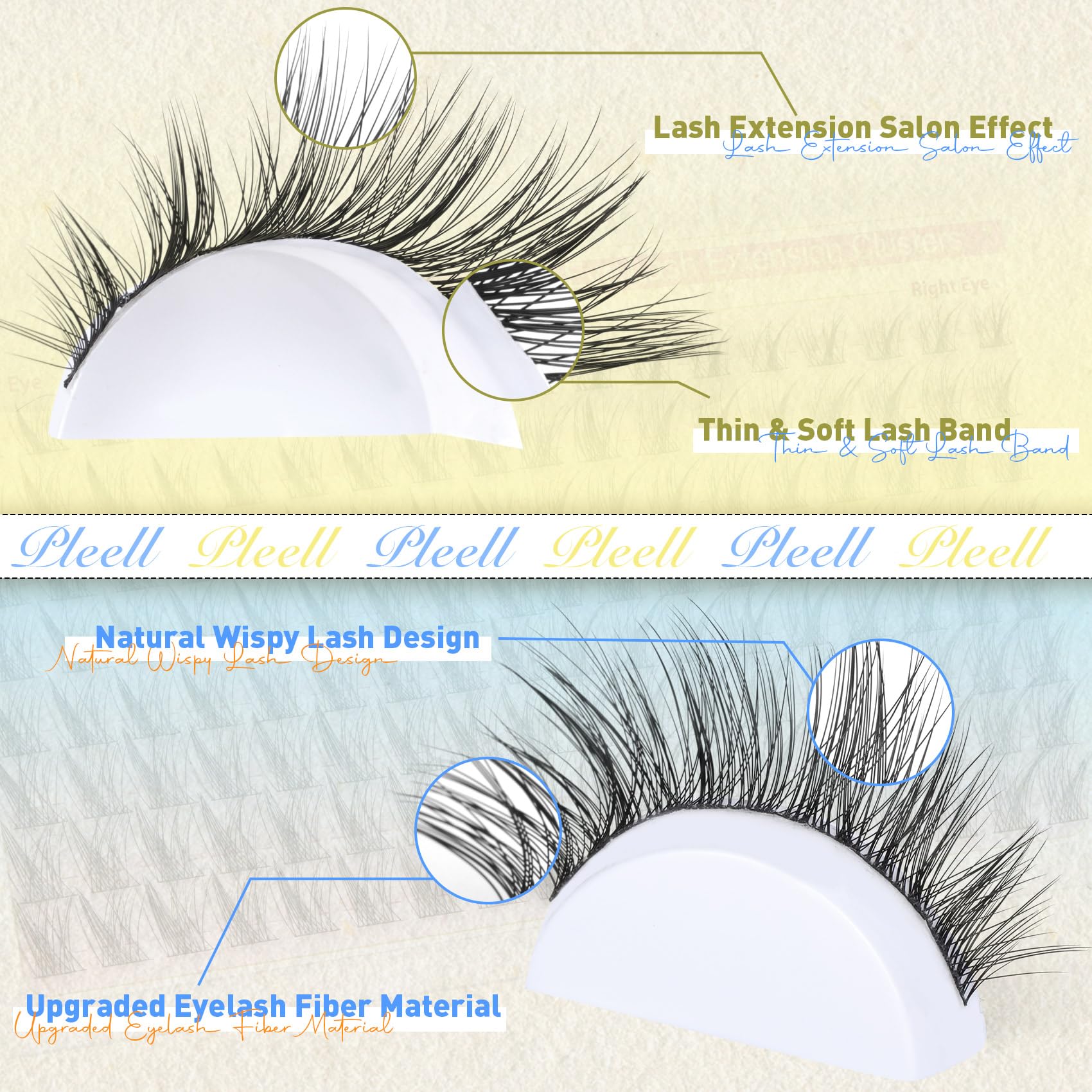 Wispy Lash Clusters Natural Eyelashes Cluster Eyelash Extensions Cat Eye176PCS Individual Lashes Clusters C Curve Eyelash Clusters 10-16MM DIY Lash Extension by Pleell