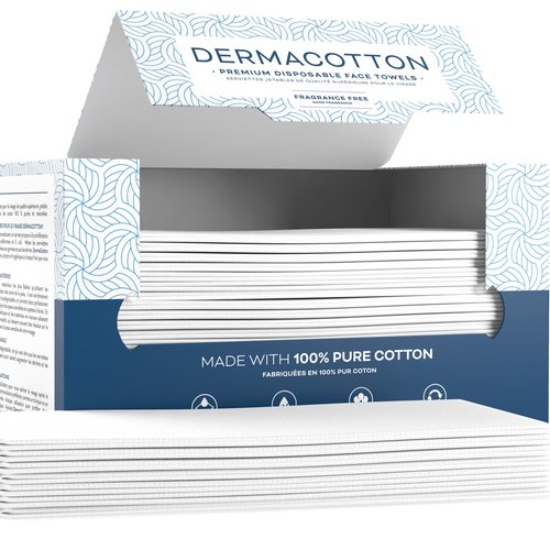 Dermacotton 100% Pure Cotton Face Towels – 80 Count Large Disposable Wash Cloths for Face Washing, Makeup Removal & Acne Care | Ultra Soft, Hypoallergenic & Fragrance-Free