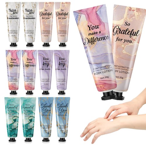 12pcs Mini Body Lotion Bulk Employee Appreciation Gifts for Coworker Teachers Graduation Season Inspirational Travel Size Dry Skin Hand Cream Lotion for Staff Team Women Men