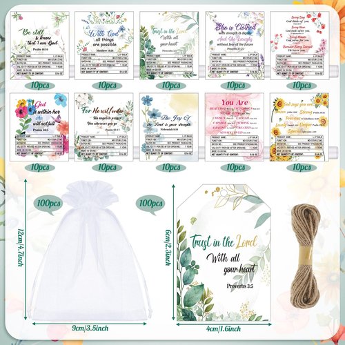 Sacubee 100 Set Christian Religious Gift Bulk for Women Mom Christian Lip Balm Bulk Church Party Favor Bible Verse Lip Balm with Scripture Inspirational Gift for Mother's Day Coworker Staff Employee
