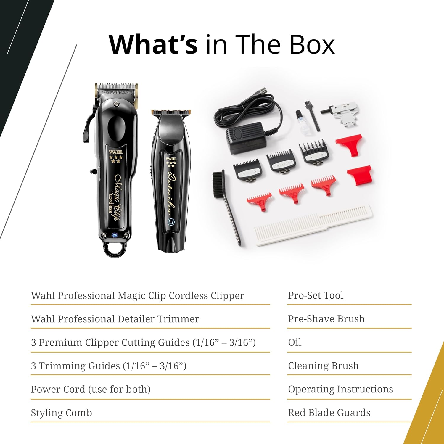 Wahl Professional Cordless Barber Combo - Magic Clip & Detailer Li with 100-Minute Lithium-Ion Battery