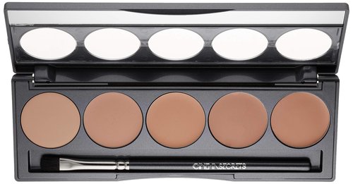 Cinema Secrets Ultimate Foundation 5-in1 Palette - Light-Med Pink-Beige Undertones, 500A series, Buildable Coverage, Long-Wear Matte Finish, Paraben-Free, Color Correct, Contour & Highlight