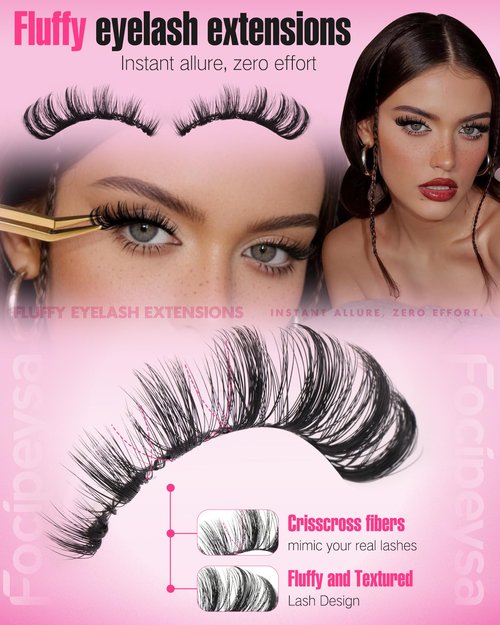 False Eyelashes that Look Like Extensions 16mm Lashes Strips with Clear Band Faux Mink Eyelashes Natural Look Fake Lashes Russian Strip Lashes for Clean Girl Makeup Strip 7 Pairs by Focipeysa