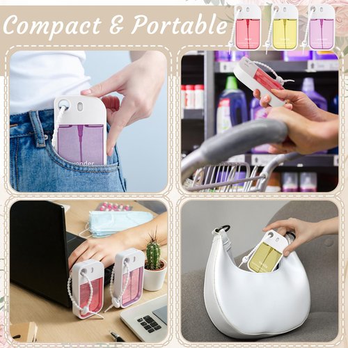 Dansib Set of 3 Power Mist Hydrating Hand Sanitizer Spray Bulk with Keychain Travel Size Refreshing Hand Sanitizer 1.35 Fl. oz Compact Card Spray Bottle Rose Lavender Vanilla Scent for Friends Gifts