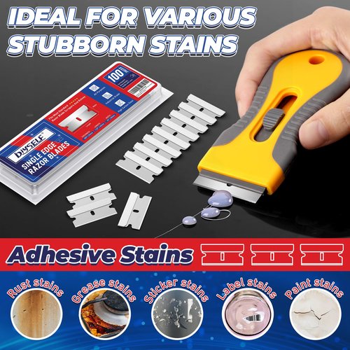 DIYSELF Single Edge Razor Blades, 200 Pcs - High Carbon Steel Razor Blades for Removing Decals, Stickers