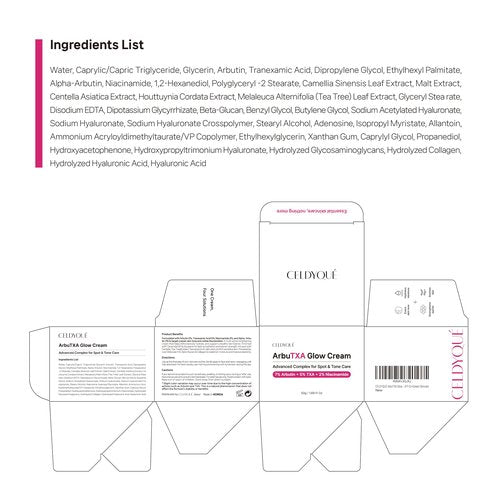 Arbutin 7% + Tranexamic Acid 5% + Niacinamide 2% Intensive Tone Care Facial Cream -Dark Spots, Freckle, Blemishes, Pigmentation, Dull & Uneven-Looking Tone w/ Alpha Arbuitn 20,000 ppm Korean Skincare
