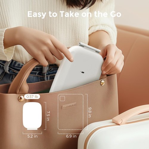NEZZOE Travel Mirror with LED Light, Rechargeable Portable Lighted Makeup Mirror, 3 Lighting Modes Dimmable Touch Control, Foldable Compact Vanity Mirror for Travel Tabletop, 7x5 Inch