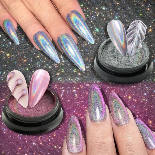 Fcozpjk 24 Colors Chrome Nail Powder Set Metallic Mirror Effect Gold Silver Pink Chrome Nail Powder White Pearl Iridescent Multi Chrome Powder for Nails Chameleon Rubbing Pigment Manicure Supplies
