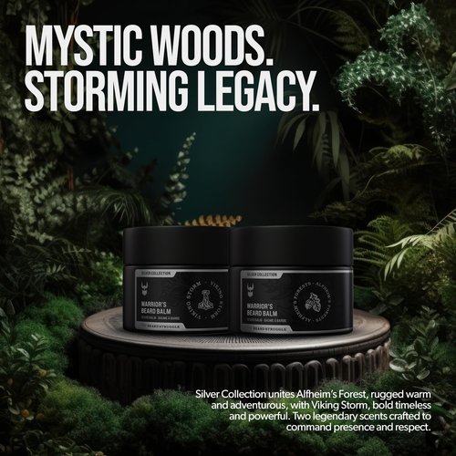 The Beard Struggle Warrior’s Beard Balm - Silver Collection, Viking Storm - Non-Greasy Low-Hold Formula, Luxurious Cologne-Grade Fragrances 100% Natural Ingredients - 50g / 1.76 US. oz.