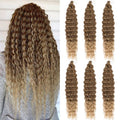 Ocean Wave Crochet Hair Extensions Deep Wave Crochet Hair for Women 22inch 6Packs Synthetic Crochet Hair Curly # T8/24 Brown mix Blonde