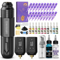 Wormhole Wireless Tattoo Gun Kit, Professional Rotary Tattoo Machine with Dual 1200mAh Batteries, Tattoo Inks, Tattoo Pen, Tattoo Practice Skin, Needles & Complete Accessories Tattoo Kit for Beginners