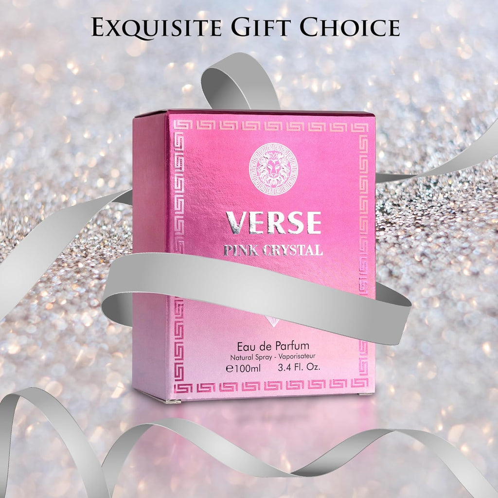 Verse Pink Crystal Eau De Parfum for Women - Floral & Fruity Scent with Pomegranate & Yuzu - 100ml Elegant Bottle