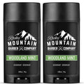 Rocky Mountain Barber Company Natural Deodorant for Men - Aluminum Free, Plant-Based, Peppermint Scent - 2 Pack, 2.65 oz Each