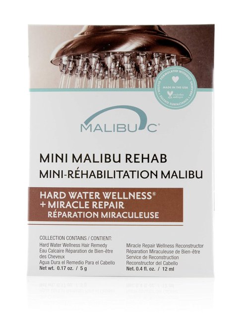 Malibu C Mini Rehab Hard Water Wellness | 2 Nourishing Remedy Packets for Clean, Healthy Hair