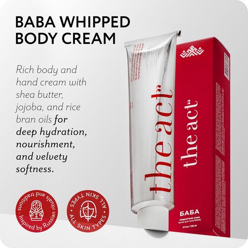 Act BABA Whipped Body Cream - Deep Moisturizing Shea Butter Lotion for All Skin Types | 5 Fl Oz