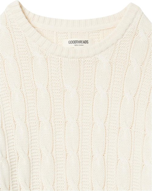 Goodthreads Men's Soft Cotton Cable Stitch Crewneck Sweater - Comfortable & Stylish | Perfect for Layering