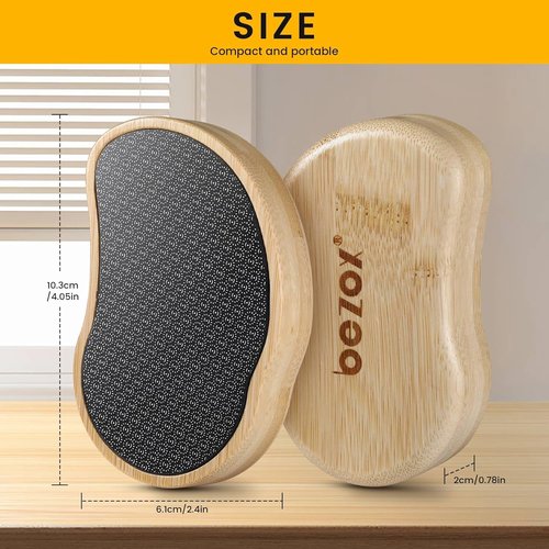 BEZOX Nano-Glass Pumice Stone for Feet Dead Skin, Eco-Friendly Pedicure Foot File Callus Remover - Bamboo Handle