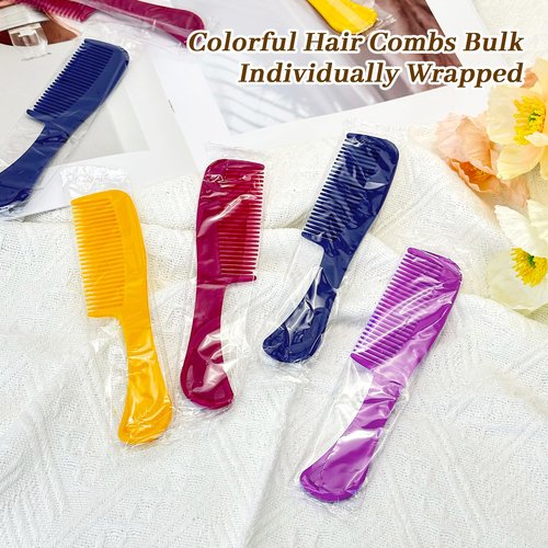 Combs Bulk Individually Wrapped Pocket Travel Hair Combs for Women, Men and Kids, Bulk Comb for Homeless Hotel Shelter Home Charity(purple, raspberry, yellow, blue, Pack of 250)