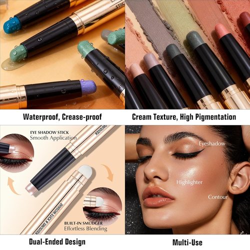 Regine Switzerland Burgundy Cream Eyeshadow Stick - Dual-Ended Long-Lasting Shimmer Pencil for Easy Blending