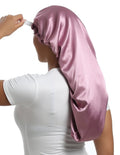 SAYMRE Satin Bonnet Silky Sleep Cap,Adjustable Hair Bonnet for Braids Curly Hair (Long Size, Long Champagne)