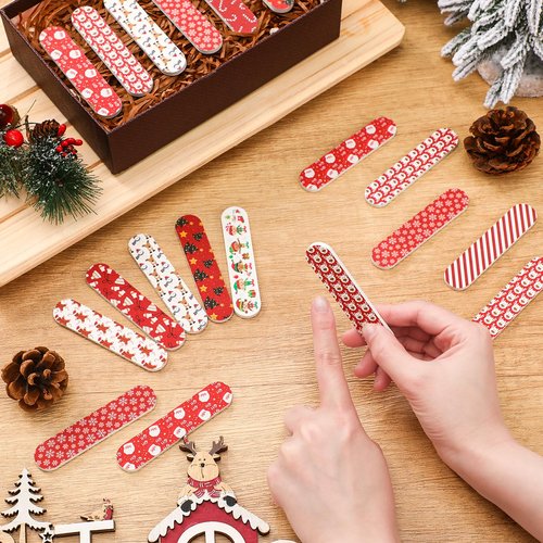 50 Pack Christmas Mini Nail Files Gifts Bulk Holiday Mini Emery Boards Double-Sided Christmas Party Nail Files Favors Bulk Stocking Stuffers for Employee Appreciation Teacher Staff Coworkers (Classic)