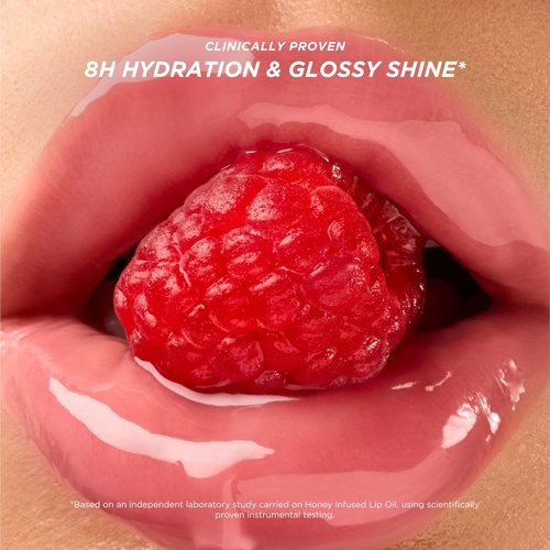 Gisou Honey Infused Hydrating Lip Oil, Nourishing Lip Moisturizer for Dry Lips (Raspberry Swirl)