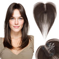 SEGOHAIR Hair Toppers for Women Real Human Hair with Bangs 360°Cover 3D Clips 2.76"x4.33" Breathable Lace Base 11 Inches Lightweight Hairpieces Curtain Bangs Dark Brown