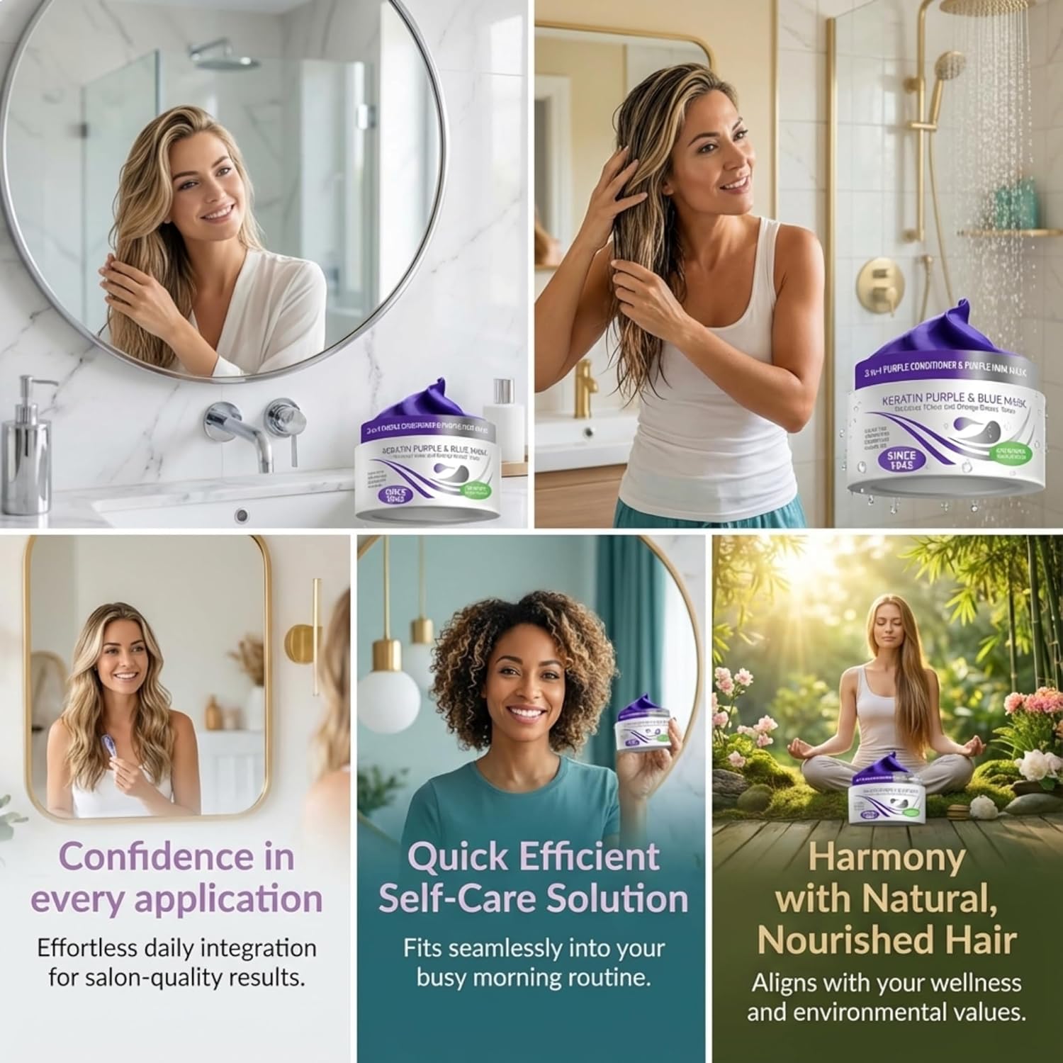 VITAMINS Keratin Purple Hair Mask - Deep Conditioner for Blonde, Silver, Gray & Brown Hair