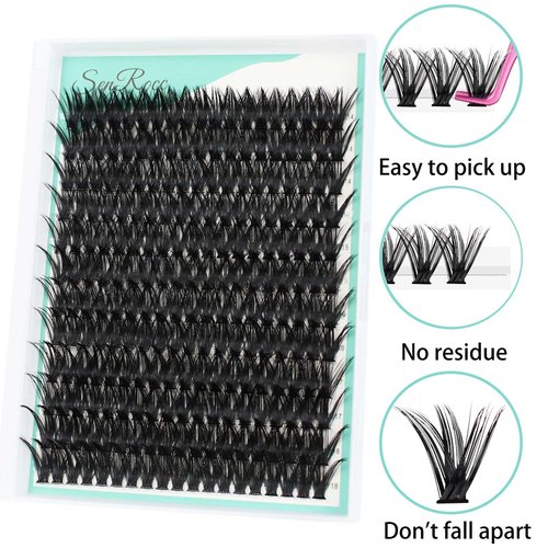 Cluster Lashes Individual Lashes14-18mm D Curl Natural Look Mixed Tray 80D DIY Eyelash Extension Volume Lash Clusters Eyelashes Long 0.07 Individual Lash Extensions (80D-0.07D-14-18)