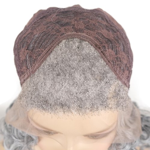 Onemliy Grey Lace Front Wigs Curly Synthetic Heat Resistant Fiber Hair Wig Silver Wigs for Women Daily Use