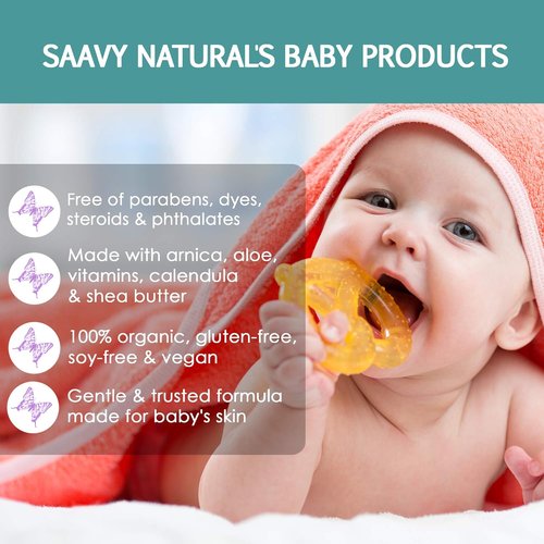 Saavy Naturals Baby Diaper Cream - Organic Diaper Rash Ointment with Zinc Oxide, Arnica & Aloe | 2.5oz Unscented, 2 Pack