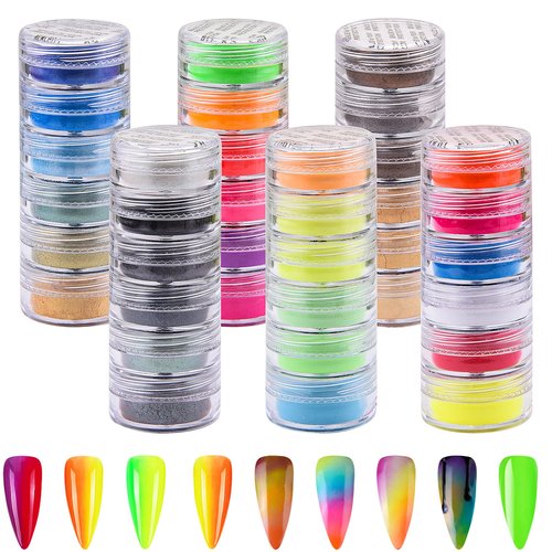 Duufin 36 Colors Nail Pigment Powder Colorful Luminous Pearlescent High-Gloss Halo Powder Pigment for Nails Art, Body and Crafts