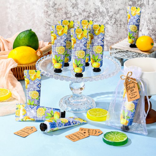 Dansib 48 Sets /144 Pcs Baby Shower Hand Cream Gift Party Favors for Guests Gift Bridal Wedding Thank You Gifts Bulk Mini Travel Size Hand Lotion Set for Guests(Lemon)
