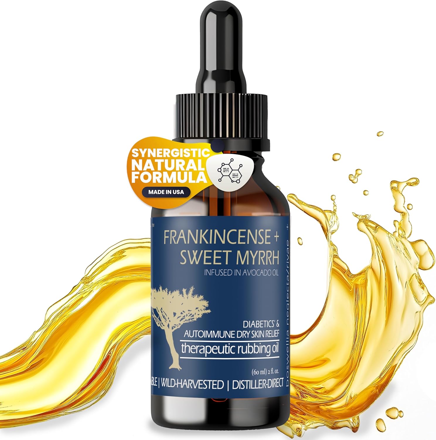 Balm of Gilead Neuropathy Rubbing Oil - Frankincense & Myrrh for Instant Dry Skin Relief, 2 fl oz
