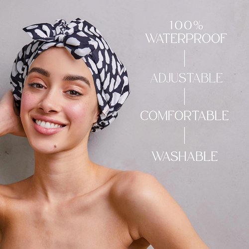GRACE & COMPANY Luxury Shower Cap - 100% Waterproof, Reusable & Breathable | Casablanca Design