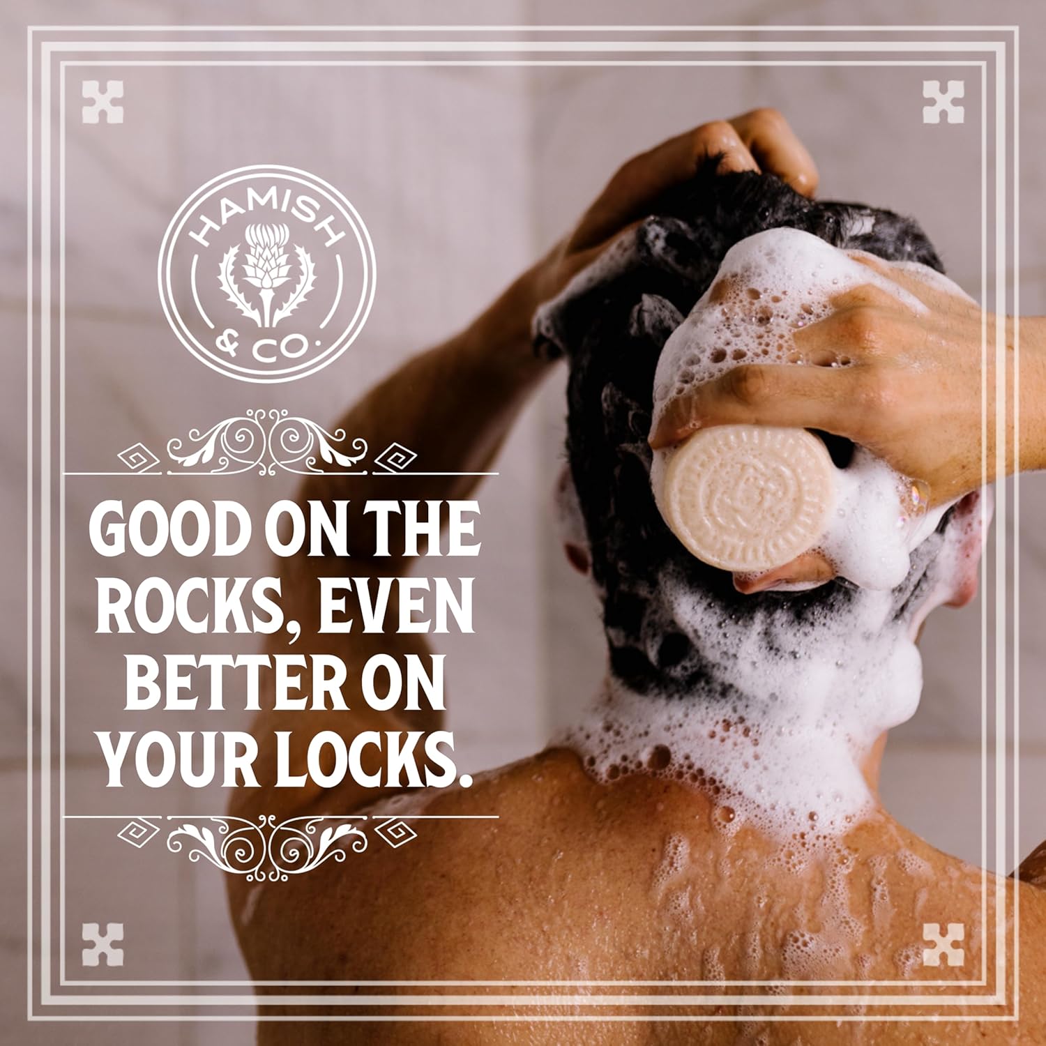 Viori Hamish & Co. Conditioner Bar for Men - Charred Patchouli, Whiskey Infused, Natural & Handcrafted in Scotland