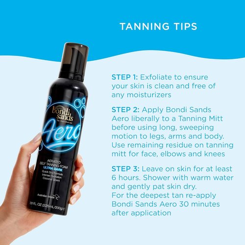 Bondi Sands Aero Ultra Dark Self Tan Foam - Lightweight Sunless Foam + Reusable Application Mitt